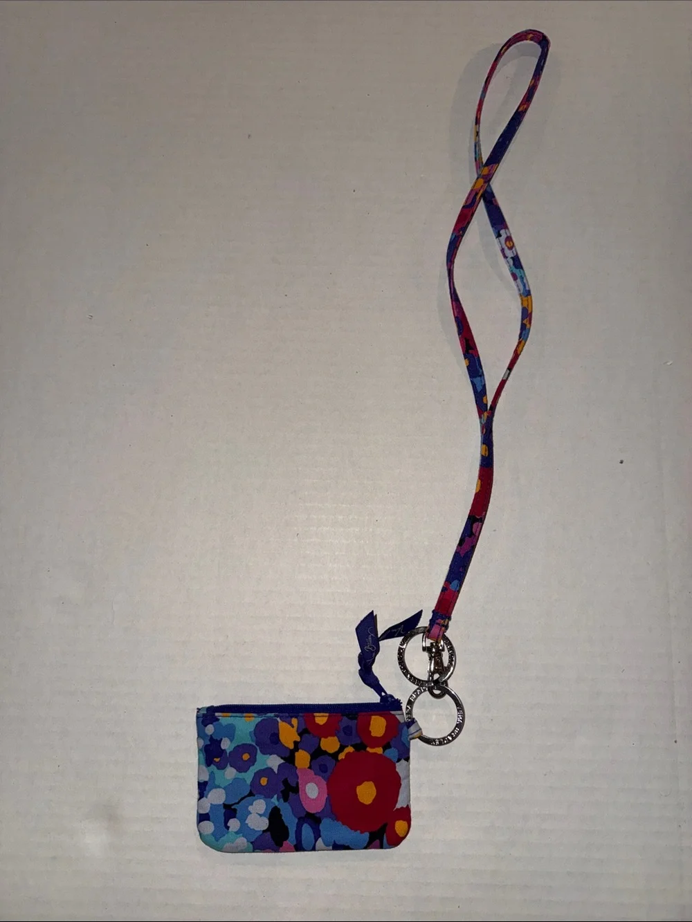 Vera Bradley Floral ID Wristlet/Neck Strap in Blue, Purple, Red, Yellow